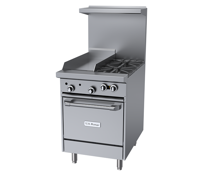 US Range U24-2G12 U-Series 24" Combination Griddle/Open Burner Range