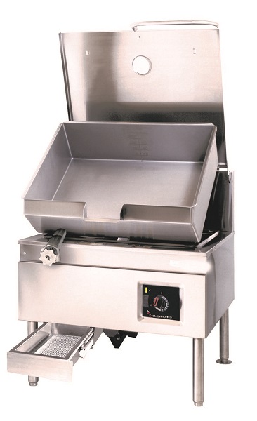 Skillet Gas DuraPan Series Model SGL (30 or 40 gallons) TR. Shown with optional sliding drain drawer