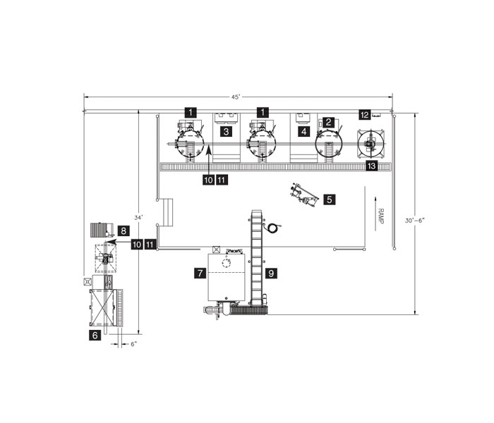 Cook chill system plan G: 20,000 meals per day.